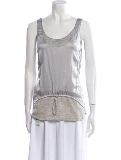 Pre-owned Kaufmanfranco Merino Wool Scoop Neck Top In Gray