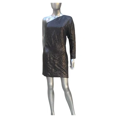 Pre-owned Kaufmanfranco One Shoulder Sexy Chic Black Sequin Cocktail Dress Size 6/42