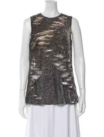 Pre-owned Kaufmanfranco Patterned Crew Neck Top In Metallic/neutrals