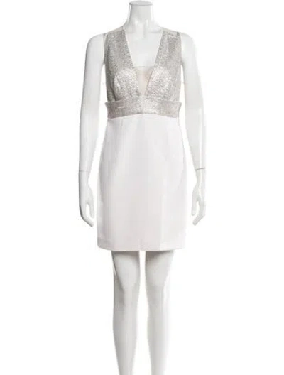 Pre-owned Kaufmanfranco Plunge Neckline Mini Dress In Metallic/neutrals