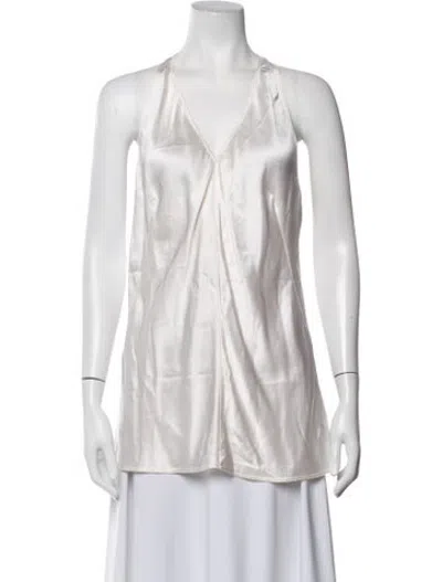 Pre-owned Kaufmanfranco Silk Halterneck Blouse In White