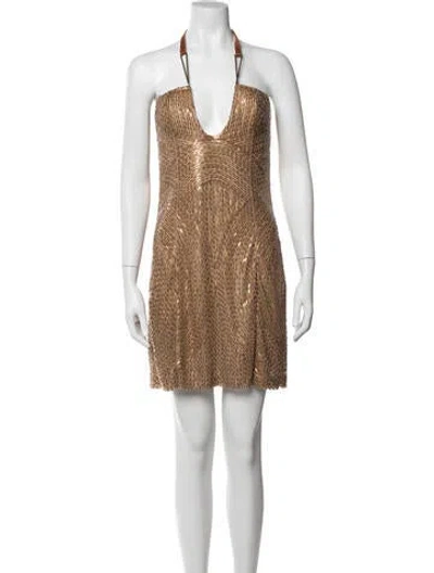 Pre-owned Kaufmanfranco Silk Mini Dress In Brown