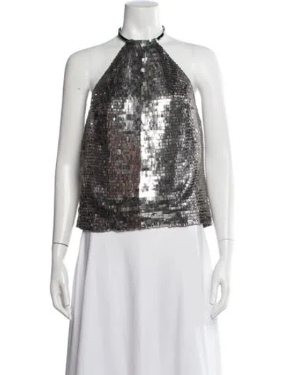 Pre-owned Kaufmanfranco Silk Patterned Top In Silver