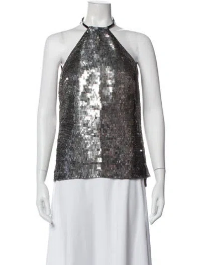 Pre-owned Kaufmanfranco Silk Patterned Top In Silver