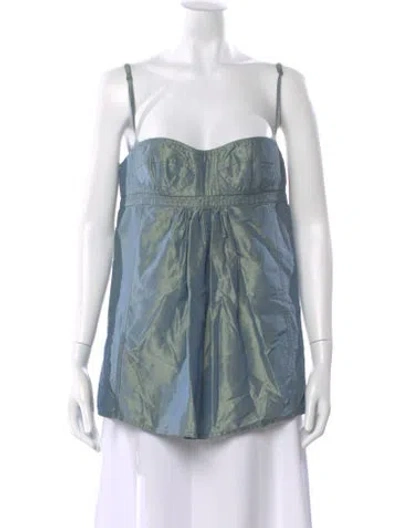 Pre-owned Kaufmanfranco Silk Strapless Top In Blue
