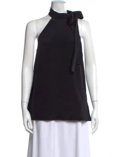 Pre-owned Kaufmanfranco Silk Tie Neck Top In Black