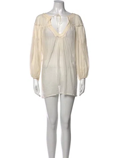 Pre-owned Kaufmanfranco Silk Tie Neck Tunic In Neutrals