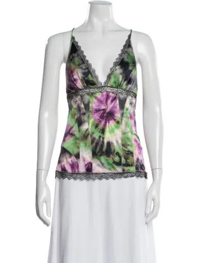 Pre-owned Kaufmanfranco Silk Tie-dye Print Top In Purple