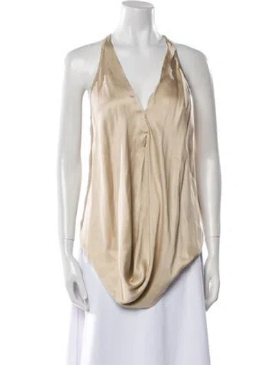Pre-owned Kaufmanfranco Silk V-neck Top In Neutral