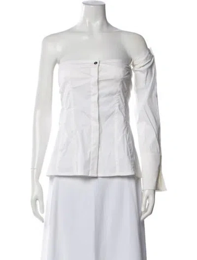Pre-owned Kaufmanfranco Strapless Button-up Top In Grey