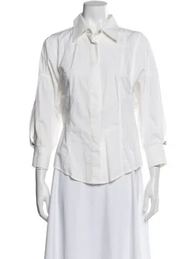 Pre-owned Kaufmanfranco Three-quarter Sleeve Blouse In White