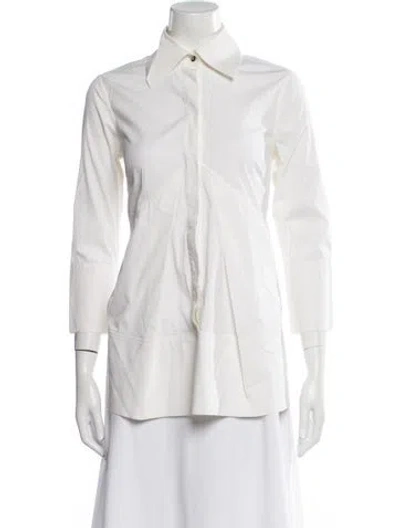 Pre-owned Kaufmanfranco Three-quarter Sleeve Button-up Top In Neutral