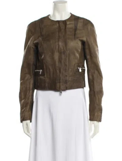 Pre-owned Kaufmanfranco Waxed Lambskin Biker Jacket In Brown