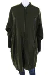 Kaufmanfranco Womens Collared Zip Up Longline Utility Jacket Olive In Green