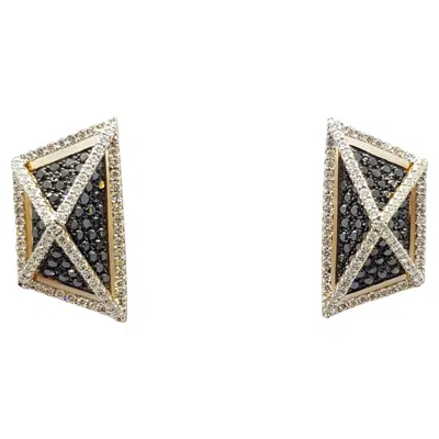 Pre-owned Kavant & Sharart Black Diamond With Diamond Earrings Set In 18 Karat Gold By