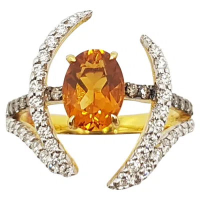Pre-owned Kavant & Sharart Citrine, Brown Diamond And Diamond Ring Set In 18k Gold By