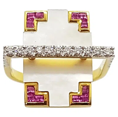 Pre-owned Kavant & Sharart Diamond And Pink Sapphire Ring Set In 18 Karat Gold By