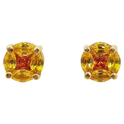 Pre-owned Kavant & Sharart Yellow And Orange Sapphire Earrings Set In 18 Karat Gold Settings