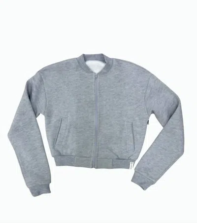 Kaveah Kids' Girl's Classic Bomber Jacket In Grey In Blue