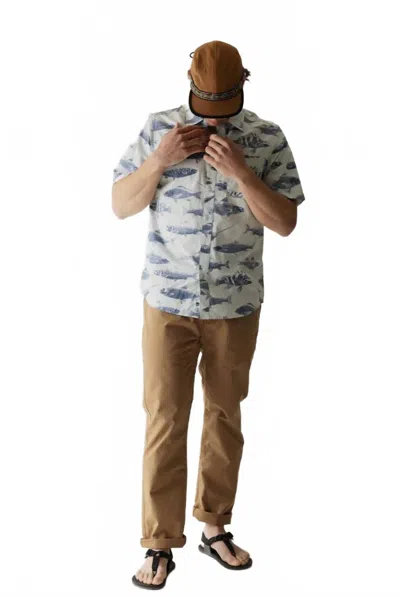 Kavu Printed Spot Cotton Shirt In Big Blue Fish In Multi