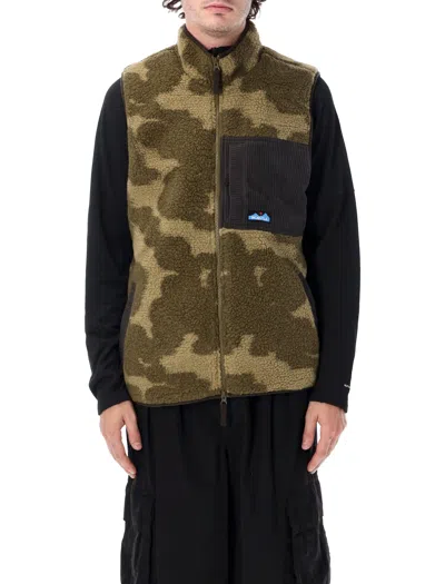Kavu Sherpa Fleece Zip Vest In Brown