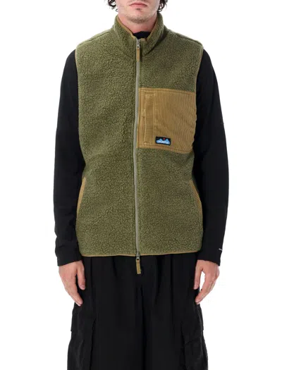 Kavu Sherpa Fleece Zip Vest In Green