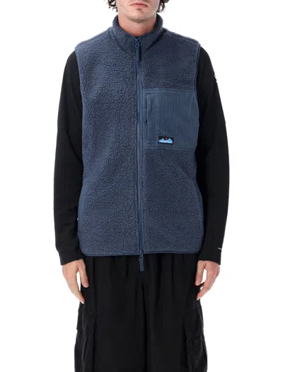 Kavu Sherpa Fleece Zip Vest With Chest Pocket In Blue