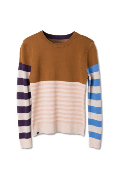 Kavu Women's Hillrose Crewneck Sweater In Stripe Mix In Multi