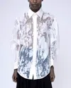 Kawakey Devore Origami Shirt In Linen White In White