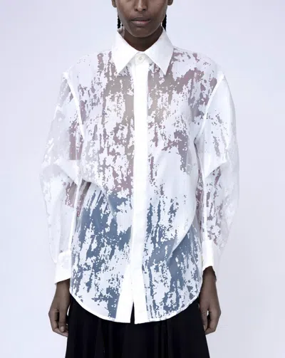 Kawakey Devore Origami Shirt In Linen White