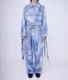 Kawakey Hand-painted Fluffy Denim Jacket In Dawn Blue In Multi