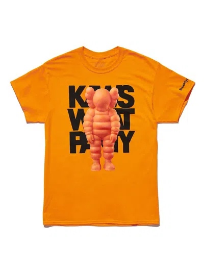 Pre-owned Kaws Men's  Brooklyn Museum What Party T-shirt In Orange