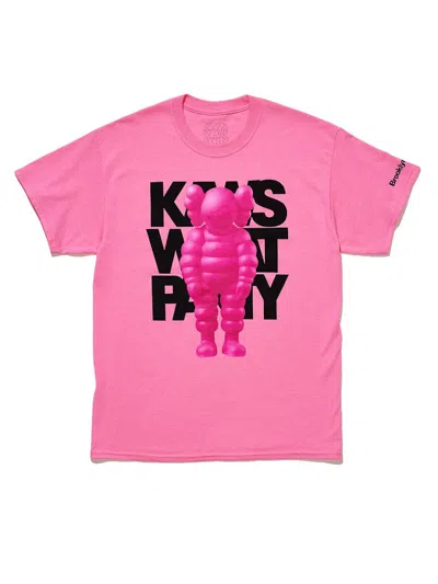 Pre-owned Kaws Men's  Brooklyn Museum What Party T-shirt In Pink