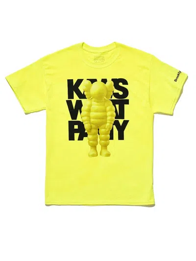Pre-owned Kaws Men's  Brooklyn Museum What Party T-shirt In Yellow