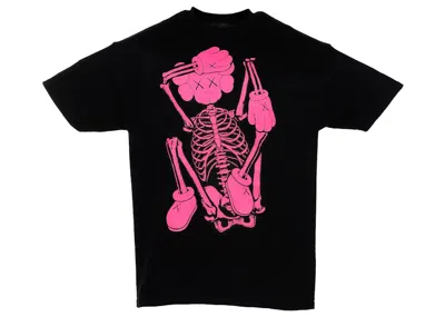 Pre-owned Kaws Men's  Skeleton New Fiction T-shirt In Pink
