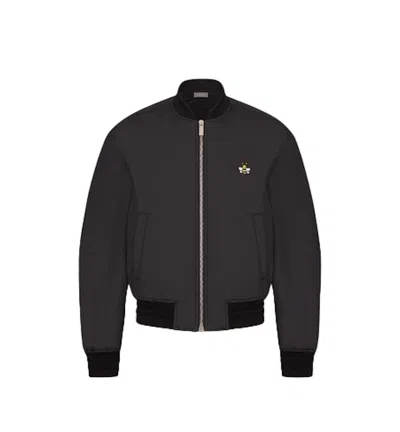 Pre-owned Kaws Men's  X Dior Bee Nylon Bomber Jacket In Black
