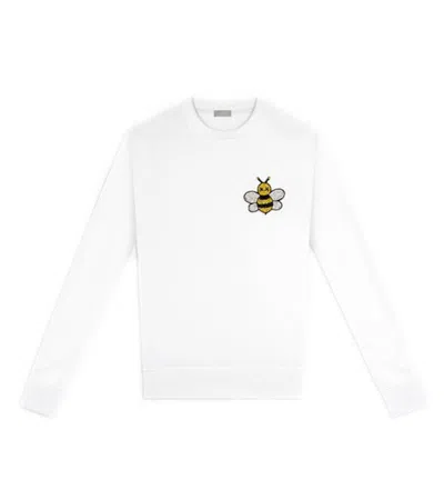 Pre-owned Kaws Men's  X Dior Jeweled Bee Crewneck Sweatshirt In White