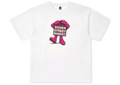Pre-owned Kaws Men's  X Dover Street Market Fluro Rebellion T-shirt In Pink