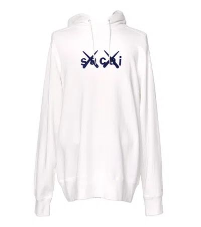 Pre-owned Kaws Men's  X Sacai Flock Print Sweatshirt In White