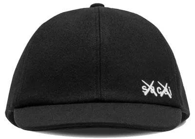 Pre-owned Kaws Men's  X Sacai Melton Cap In Black