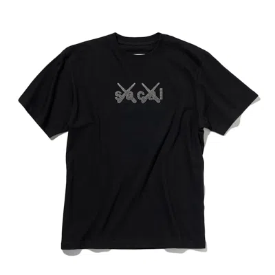 Pre-owned Kaws Men's  X Sacai Print Tee Shirt In Black