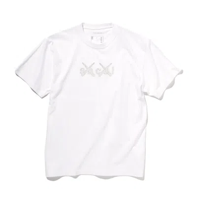 Pre-owned Kaws Men's  X Sacai Print Tee Shirt In White