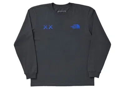 Pre-owned Kaws Men's  X The North Face Long Sleeve Tee Shirt In Asphalt Grey