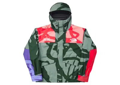 Pre-owned Kaws Men's  X The North Face Retro 1986 Mountain Jacket In Balsam Green 86 Print