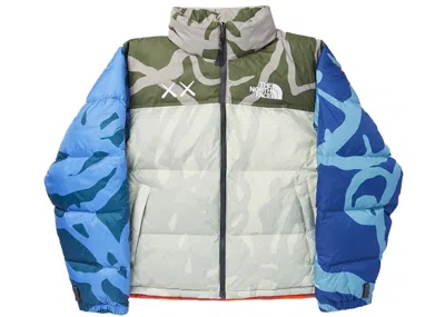Pre-owned Kaws Men's  X The North Face Retro 1996 Nuptse Jacket In Moonlight Ivory Nuptse Print