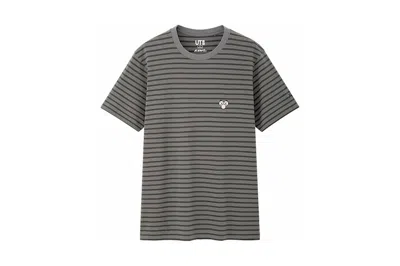 Pre-owned Kaws Men's  X Uniqlo Bff Striped Tee Shirt (us Sizing) In Dark Grey