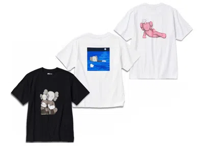 Pre-owned Kaws Men's  X Uniqlo Ut Short Sleeve Graphic T-shirt (set Of 3) (us Sizing) In White/black