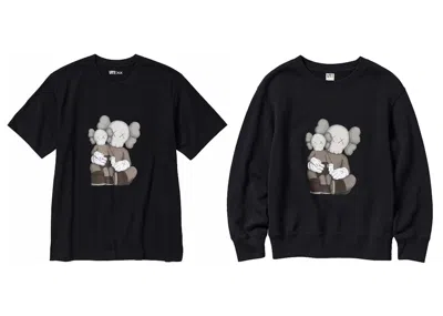 Pre-owned Kaws Men's  X Uniqlo Ut Short Sleeve T-shirt & Sweat-shirt Set In Black