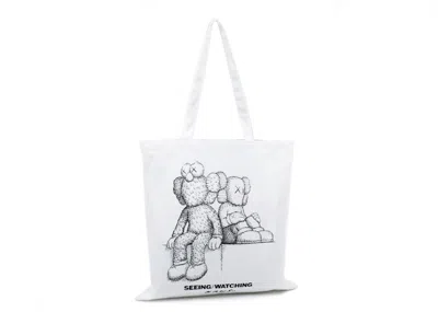 Pre-owned Kaws Seeing/watching Sketch Tote Bag In White