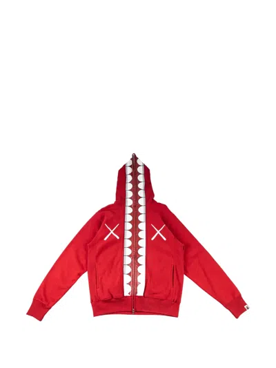 Kaws X Bapegraphic-print Hoodie In Red